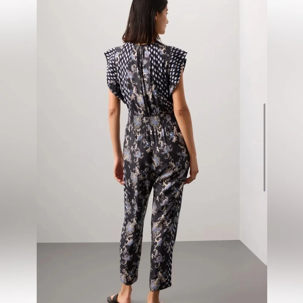 Rebecca Taylor NYC Paisley Printed Jumpsuit Silk Blend - Picture 4 of 15